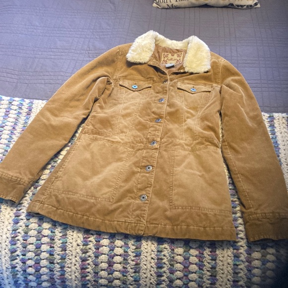 Hollister Jackets & Blazers - Hollister Brown Jacket with Cream Faux Fur Collar